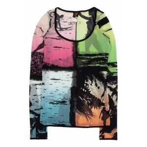 Jean Paul Gaultier Long Sleeve Mesh shirt 1990 Soleil Collection RARE Vintage